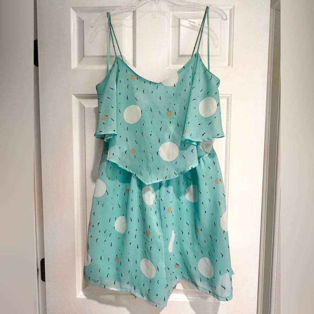 Atmosphere Teal Abstract Birds Sun Romper